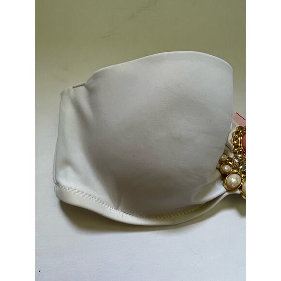 Victoria's Secret Women's Strapless Jeweled Embellished Bikini Top White SZ 34C - Picture 3 of 10